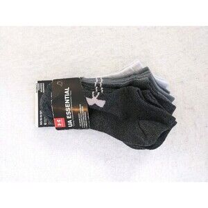 6 Pair Under Armour Essential Womens Size M 7-10.5 Gray Black & White